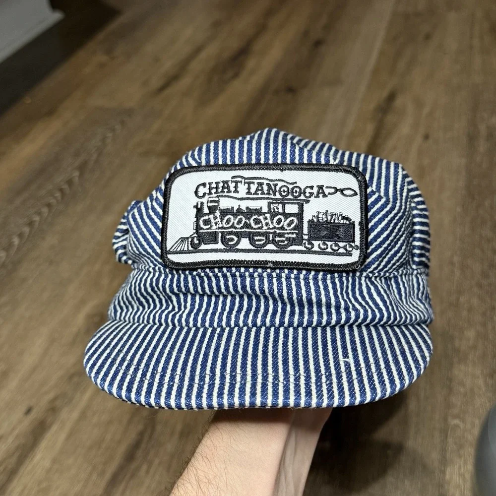 Vintage 80s‎ Chattanooga Tennessee Conductor Snapback Youth Kids Hickory Stripe